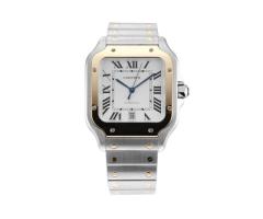 PreOwned Cartier Santos 398mm Stainless Steel and Yellow Gold