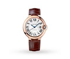 Ballon Bleu De Cartier Watch 36mm Automatic Movement Pink Gold Leather