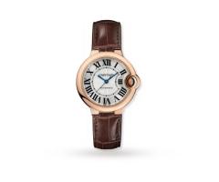 Ballon Bleu De Cartier Watch 33mm Automatic Movement Rose Gold Leather