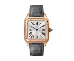 Cartier SantosDumont Watch Large Model Quartz Movement Rose Gold Leather