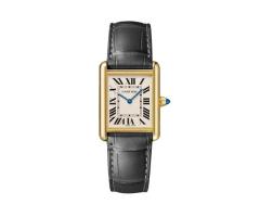 Tank Louis Cartier Watch Medium Model Quartz Movement Yellow Gold Leather