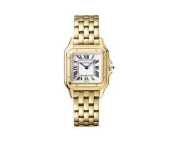 Panthegravere De Cartier Watch Medium Model Quartz Movement Yellow Gold