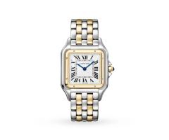 Panthegravere De Cartier Watch Large Model Quartz Movement Yellow Gold Steel