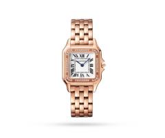 Panthegravere De Cartier Watch Medium Model Quartz Movement Rose Gold