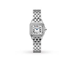 Panthegravere De Cartier Watch Small Model Quartz Movement Steel Diamonds